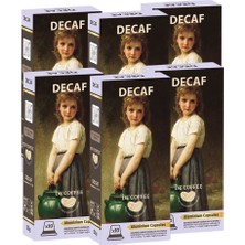 De'coffee Decaf 6'lı Kafeinsiz Premium Nespresso Makinesi Uyumlu Aliminyum Kapsül Kahve 10'lu 6 Kutu
