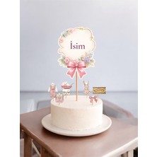 Sinem Gift Baby Shower Pasta Süsü - Baby Shower Süslemeleri - Pembe Doğum Günü Konsepti