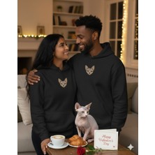 Muhtar Store Sevgililer Günü Sphynx Kedi Figürlü Çift Hoodie Kombini