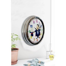 Kasva Concept Hediyelik 40 cm Krom Metal Kahve Duvar Saati