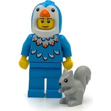 Orjinal LEGO Minifigür Penguin Blue Bird Costume With Gray Squirrel