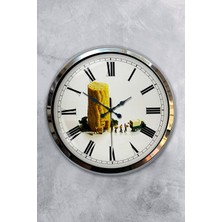 Kasva Concept Hediyelik 40 cm Krom Metal Mısır Duvar Saati