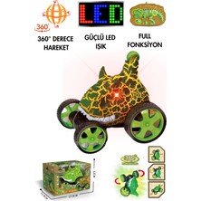 Giffy Uzaktan Kumandalı Dinozor Araba 360° Hareketli, Pilli,ışıklı, Drift Atan Full Fonksiyon, Ön Tekerlekleri Akrobat Dönebilen Araba (Yeşil-Kahverengi)