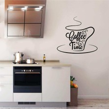 Beta Moda Hub Coffee Time - Fincan Silüet Dekoratif Mutfak Duvar Sticker, Çıkartma, Etiket