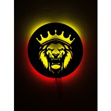 Sem Concept Ledli Işıklı Sarı Kırmızı Aslan Dekoratif Tablo, Taraftar Duvar Dekorasyonu, Galatasaray Gece Lambası