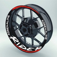Beta Moda Hub Motosiklet Jant Şeridi Rider R25 Beyaz Yazı Kırmızı Şerit Sağ-Sol/ön-Arka