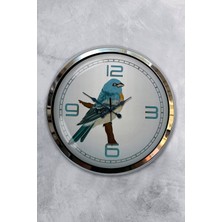 Kasva Concept Hediyelik 40 cm Krom Metal Kuş Duvar Saati