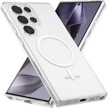 M.TK Moveteck Samsung Galaxy S23 Ultra Kılıf Kamera Korumalı Magsafe Şarj Özellikli Şeffaf Pc Mika Silikon Darbe Korumalı Kapak