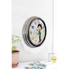 Kasva Concept 40 cm Krom Metal Mor Çiçek Duvar Saati