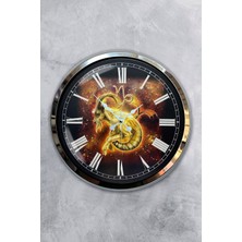 Kasva Concept Hediyelik 40 cm Krom Metal Sarı Duvar Saati