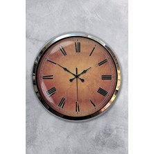 Kasva Concept Hediyelik 40 cm Krom Metal Turuncu Duvar Saati