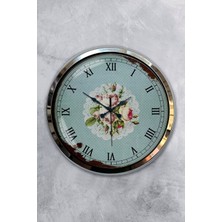 Kasva Concept Hediyelik 40 cm Krom Metal Pink Rose Duvar Saati