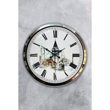 Kasva Concept 40 cm Krom Metal Kız Kulesi Duvar Saati