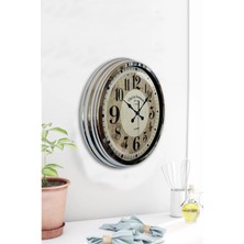 Kasva Concept Hediyelik Ofis Odası 40 cm Krom Metal Büyük Rakam Duvar Saati