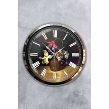 Kasva Concept 40 cm Krom Metal Vazolu Çiçek Duvar Saati Hediyelik