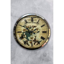 Kasva Concept Hediyelik 40 cm Krom Metal Flowers Duvar Saati