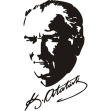Beta Moda Hub Kemal Atatürk ve Imzası Tasarım Oto Arka Cam Sticker Siyah 20*13 cm