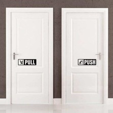 Beta Moda Hub Pull-Push Yazılı Dekoratif Kapı Sticker, Çıkartma