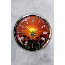 Kasva Concept Hediyelik 40 cm Krom Metal Günbatımı Duvar Saati