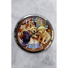 Kasva Concept Hediyelik 40 cm Krom Metal Dogs Duvar Saati