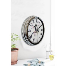 Kasva Concept Hediyelik Dekoratif 40 cm Krom Metal Dolunay Duvar Saati