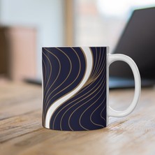 Tişört Kodu Gold Flow – Minimal Line Art Porselen Kupa