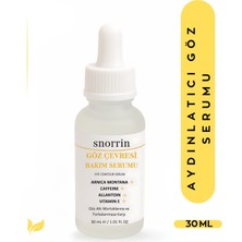 Snorrin Göz Serumu Aydınlatıcı, Morluk ve Torbalanma Karşıtı Göz Altı Bakımı %5 Kafein + Kolajen 30 ml