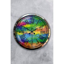 Kasva Concept Hediyelik Dekoratif 40 cm Krom Metal Romen Sayılı Duvar Saati