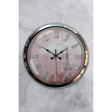 Kasva Concept Hediyelik 40 cm Krom Metal Paris Duvar Saati