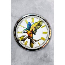 Kasva Concept Hediyelik 40 cm Krom Metal Papağan Duvar Saati