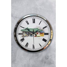 Kasva Concept Hediyelik 40 cm Krom Metal Kafatası Duvar Saati