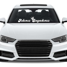 Beta Moda Hub Taçlı Isme Özel Ön Cam Yazı Yazdırma Oto Sticker 60*12 cm