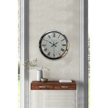 Kasva Concept Hediyelik Dekoratif 40 cm Krom Metal Vazolu Çiçek Duvar Saati