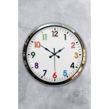 Kasva Concept Hediyelik 40 cm Krom Metal Rengarenk Duvar Saati