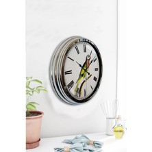 Kasva Concept Hediyelik 40 cm Krom Metal Kuşlu Duvar Saati
