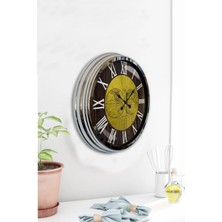 Kasva Concept 40 cm Krom Metal Turuncu Döşeme Duvar Saati