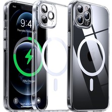 M.TK Moveteck Apple iPhone 12 Pro Max Kılıf Kamera Korumalı Magsafe Şarj Özellikli Şeffaf Pc Mika Silikon Darbe Korumalı Kapak