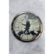 Kasva Concept Hediyelik 40 cm Krom Metal Pembe Duvar Saati