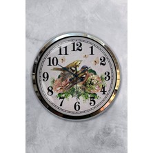 Kasva Concept Hediyelik 40 cm Krom Metal Birds Duvar Saati