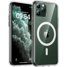 M.TK Moveteck Apple iPhone 11 Pro Kılıf Kamera Korumalı Magsafe Şarj Özellikli Şeffaf Pc Mika Silikon Darbe Korumalı Kapak
