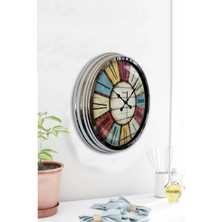 Kasva Concept Hediyelik 40 cm Krom Metal Retro Duvar Saati