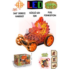 Giffy Uzaktan Kumandalı Dinozor Araba 360° Hareketli, Pilli,ışıklı, Drift Atan Full Fonksiyon, Ön Tekerlekleri Akrobat Dönebilen Araba (Yeşil-Kahverengi)