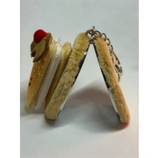 Aynalı Pasta Dilimi Peluş Anahtarlık – Sevimli Çanta Aksesuarı Kahverengi