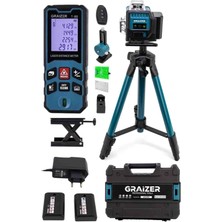 Graizer M16 Köşe Yeşil Çizgi Lazer Terazi 360° Miknatisli Otomatik Hizalama Metre Çantali Lazer Metre