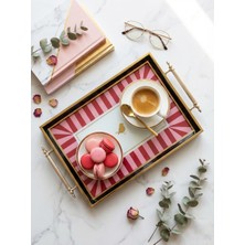 Le Paon Hediyelik Gold Metal Kulplu Dekoratif Sunum Tepsisi Lüks Kahve Tepsisi Çeyizlik Modern Ev Hediyesi