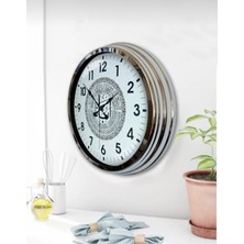 Kasva Concept Hediyelik Ofis 40 cm Krom Metal Retro Duvar Saati