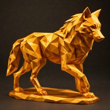 🟤 Low Poly Kurt Dekor Biblo Parlak Bronz | Şık Salon, Kütüphane ve Çalışma Masası Süsü