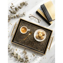 Le Paon Hediyelik Gold Metal Kulplu Dekoratif Sunum Tepsisi Lüks Kahve Tepsisi Çeyizlik Modern Ev Hediyesi