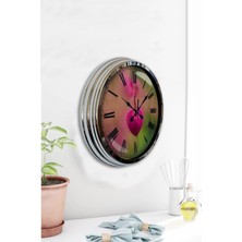 Kasva Concept Hediyelik 40 cm Krom Metal Kalp Duvar Saati