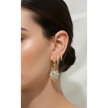 Jewerly Güneş Işıltısı Üçlü Küpe Paslanmaz Çelik